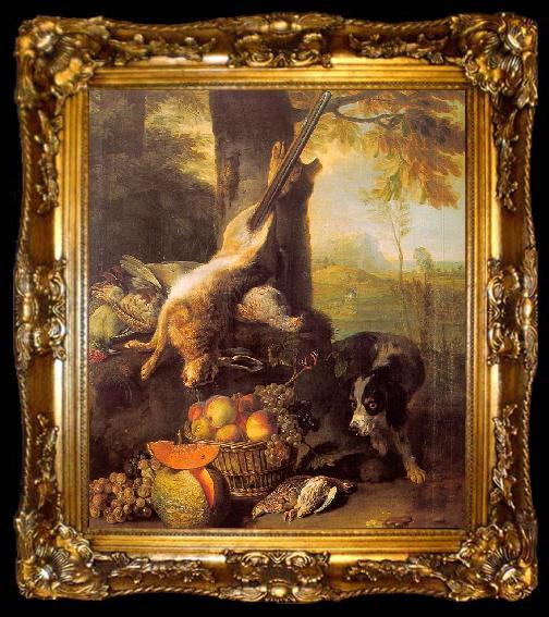 framed  Francois Desportes Still Life with Dead Hare and Fruit, ta009-2